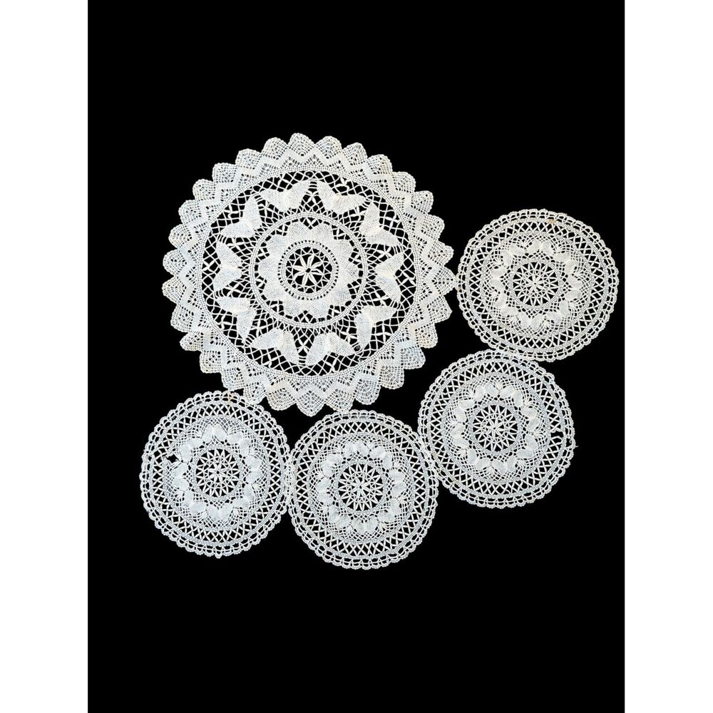 Vintage Handmade Lace Butterfly Doilies